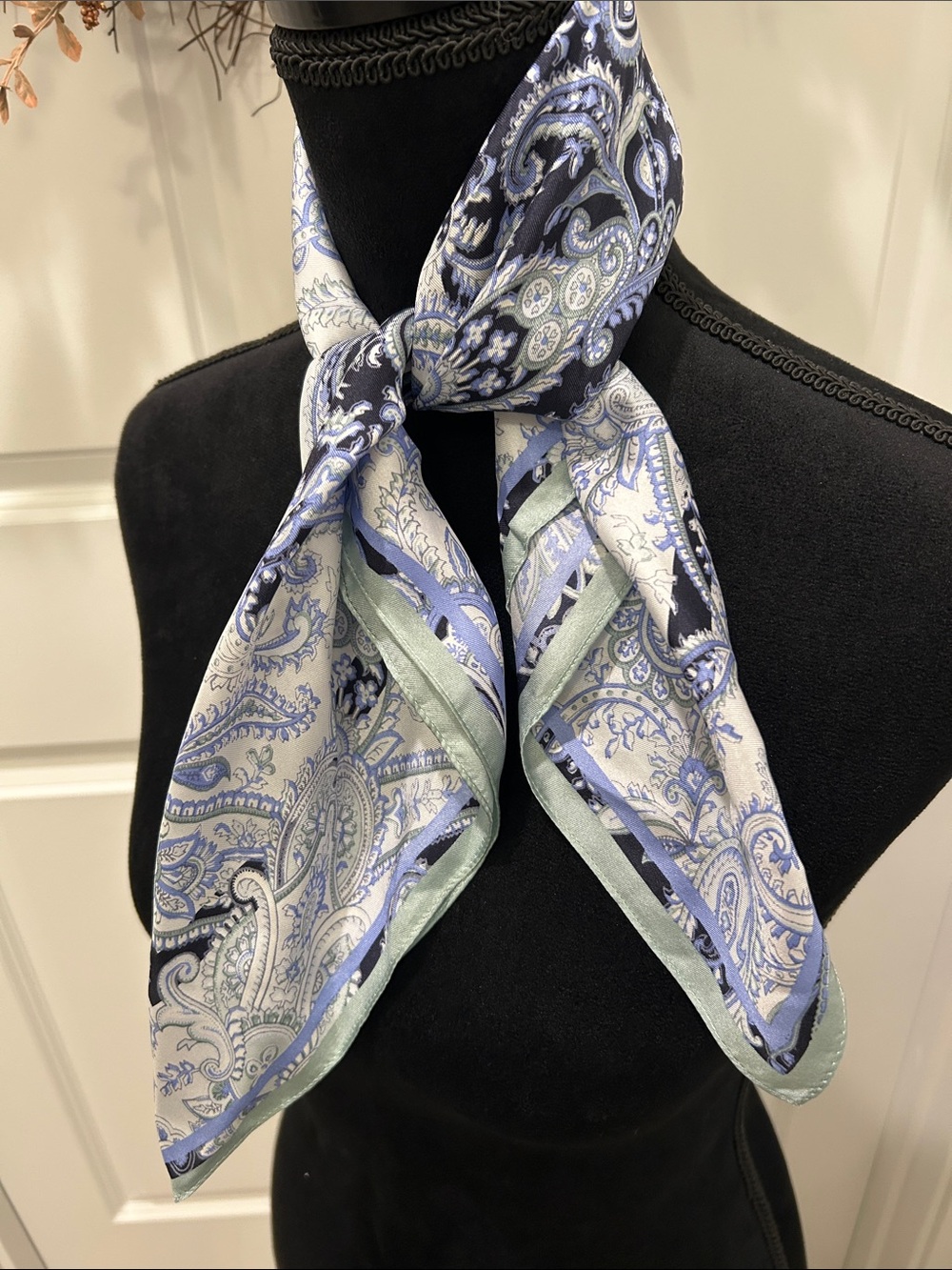 LOFT Silky Paisley Women’s Neck Scarf - Blue & Mint Green Multicolor